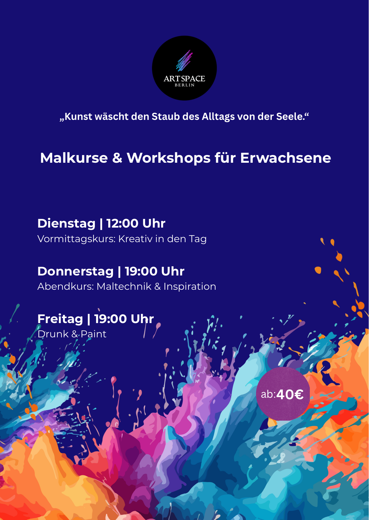 Open Atelier Malkurs für Erwachsene in Berlin – Individuelles Malen mit persönlicher Betreuung